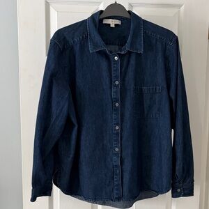 LOFT Dark Blue Denim Button-Up Shirt